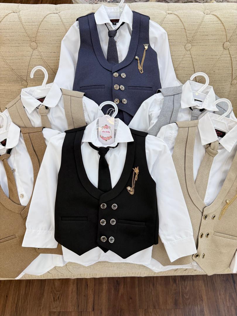 IMG-20250125-WA00262 کد ۳۰۰۲ سه تیکه جلیقه + پیراهن+ شلوار +کراوات پسرانه - Image 1