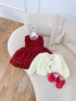 کد 2979 کت سارافون مخمل پولکی و کت تدی - Image 3