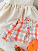 کد ۲۹۹۲ کت سارافون چهارخونه نارنجی - Image 3