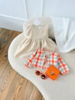 کد ۲۹۹۲ کت سارافون چهارخونه نارنجی - Image 2