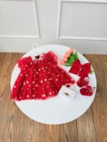 کد 2999 پیراهن بابونه قرمز طرح دلناز