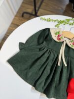 کد ۳۰۰۳ پیراهن کبریتی سبز طرح آینور - Image 4