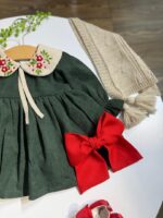 کد ۳۰۰۳ پیراهن کبریتی سبز طرح آینور - Image 2