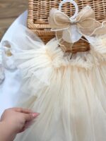 کد ۳۰۲۲ پیراهن تولدی طرح ملینا کرم رنگ - Image 2