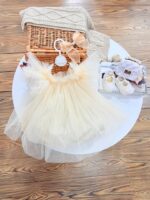 کد ۳۰۲۲ پیراهن تولدی طرح ملینا کرم رنگ