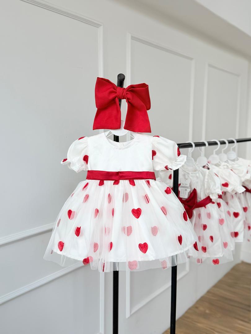 IMG-20260130-WA0007 کد ۳۰۸۸ پیراهن تولدی توری قلب قرمز - Image 1