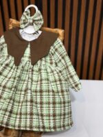 کد ۳۱۰۵ پیراهن چهارخونه سبز پشمی طرح یاسمین - Image 4