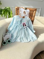 کد ۳۱۹۰ پیراهن موسلین طرح ملاحت آبی - Image 2