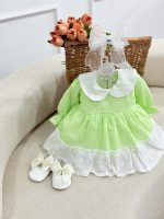 کد 3286 پیراهن سوزندوزی سبز طرح خانوم خاص - Image 2