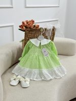 کد 3286 پیراهن سوزندوزی سبز طرح خانوم خاص - Image 5
