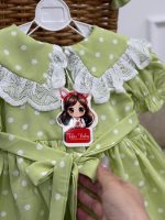 کد ۳۳۴۰ پیراهن کرپ حریر سبز خالخالی - Image 2
