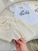 کد ۳۳۸۷ تاپ و دامن شلواری طرح Barbie - Image 4