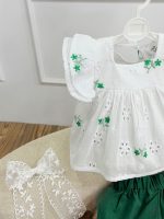 کد 3357 بلوز شلوارک لینن سوزندوزی طرح پانته آ - Image 3