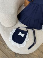 کد 3527 پیراهن کتان جلو دکمه طرح گلپونه - Image 4