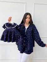 کد 3532 پیراهن مادر طرح الهه سرمه ای