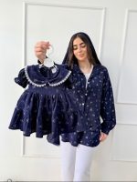کد 3532 پیراهن مادر طرح الهه سرمه ای - Image 5