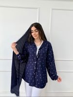 کد 3532 پیراهن مادر طرح الهه سرمه ای - Image 4