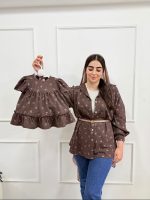 کد 3580 پیراهن طرح الهه قهوه ای - Image 2