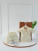 کد ۳۴۴۴ تیشرت شلوارک جودون طرح برگ سفید - Image 4