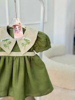 کد ۳۴۷۲ پیراهن سبز یقه گلدوزی طرح کادوس - Image 2