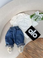 کد ۳۶۷۵ تیشرت شلوارک نگینی طرح alo - Image 3