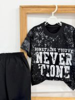 کد ۳۷۱۷ تیشرت شلوارک طرح NEVER TIONE - Image 3
