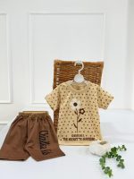 کد ۳۷۲۶ تیشرت شلوارک جلو گل طرح SECRET - Image 3
