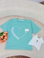 کد ۳۷۳۹ تک تیشرت طرح قلب پاپیونی - Image 4