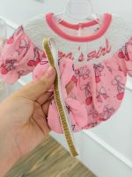 کد 3746 بادی  صورتی وارداتی پاپیون + هدست طرح mama i girl - Image 3