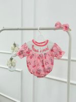 کد 3746 بادی  صورتی وارداتی پاپیون + هدست طرح mama i girl