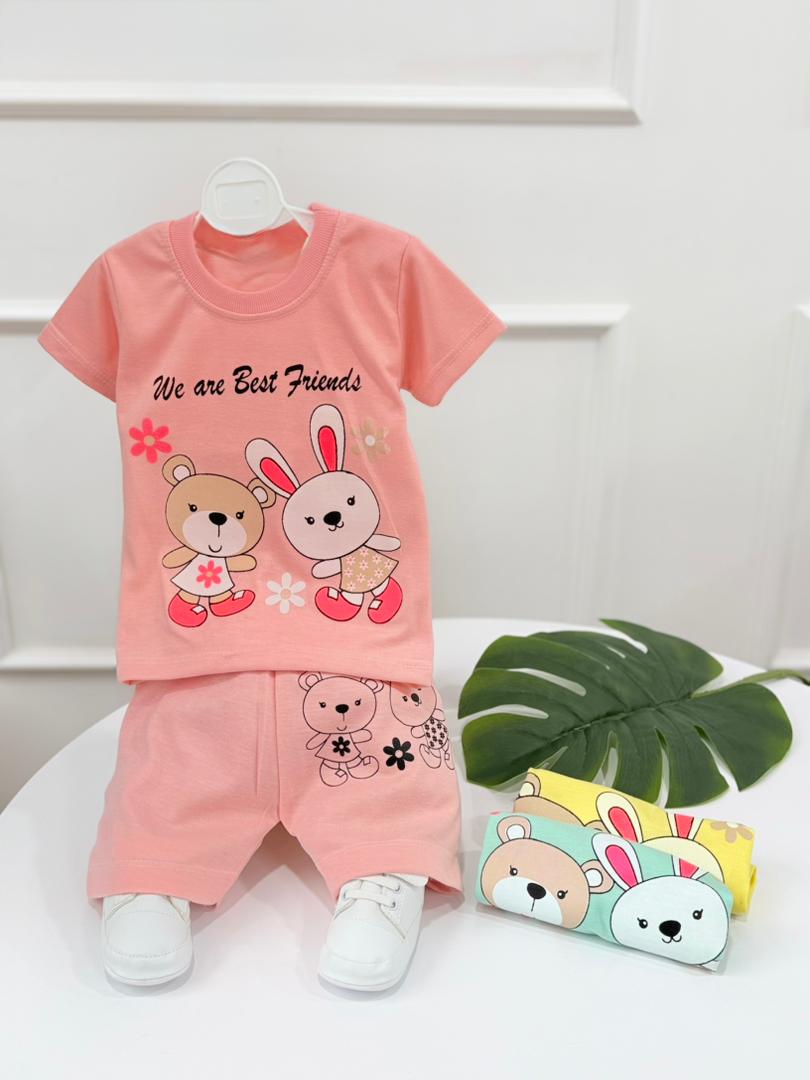 IMG-20260624-WA0021 کد 3753 تیشرت شلوارک اقتصادی خرس و خرگوش Best Friend - Image 1