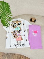 کد 3588 تیشرت شلوارک icecream happy