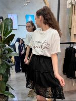 کد ۳۶۵۶ دامن دانتل طبقه ای چین دار مشکی - Image 2