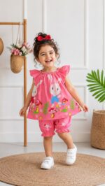 کد ۳۸۰۵ بلوز شلوارک خرگوش با لباس آبی - Image 2