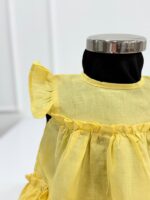 کد 3812 پیراهن لینن زرد طرح سوگند - Image 5