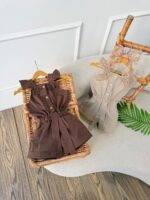 کد 3811 سرهمی لینن درجه یک جلو دکمه طرح مهوا - Image 3