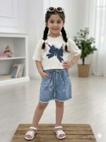 کد ۳۸۴۱ تیشرت شلوارک پاپیون طرح غزال