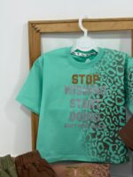 کد ۳۸۸۴ تیشرت شلوارک پلنگی STOP WISHING - Image 5