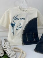 کد 3888 تیشرت و شلوارک جین طرح You are Lovely - Image 11