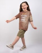 کد ۳۸۸۴ تیشرت شلوارک پلنگی STOP WISHING - Image 4
