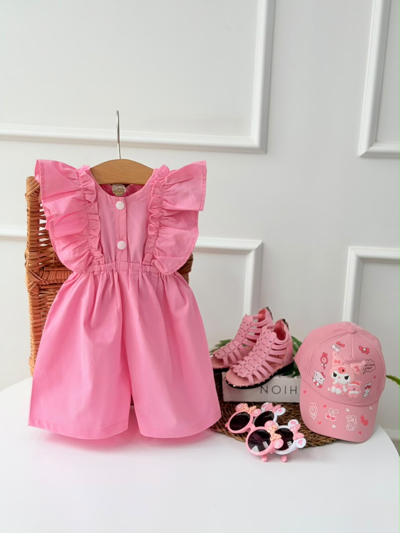 IMG-20260715-WA0006 کد ۳۸۹۸ رامپر لینن صورتی طرح ریجینا - Image 1