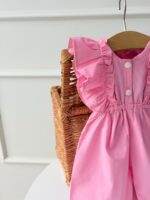 کد ۳۸۹۸ رامپر لینن صورتی طرح ریجینا - Image 4