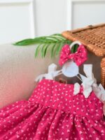 کد ۳۸۹۹ بلوز شلوارک لینن گل ریز سرخابی طرح هورسان - Image 3