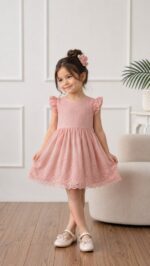 کد ۴۰۲۴ پیراهن حریر صورتی طرح هایجین