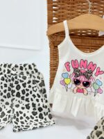کد ۴۰۴۷ تاپ شلوارک طرح FUNNY - Image 2