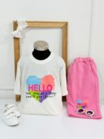 کد ۴۱۴۹ تیشرت شلوارک قلبی HELLO - Image 4