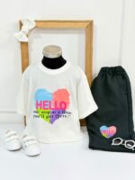 کد ۴۱۴۹ تیشرت شلوارک قلبی HELLO - Image 3