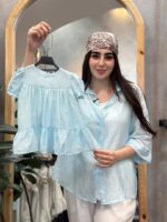 کد ۴۱۸۷ پیراهن حریر شیشه ای مادر طرح غزال
