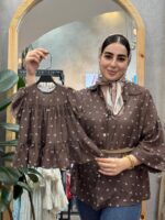 کد ۴۱۸۷ پیراهن حریر شیشه ای مادر طرح غزال - Image 10