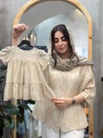 کد ۴۱۸۷ پیراهن حریر شیشه ای مادر طرح غزال - Image 2